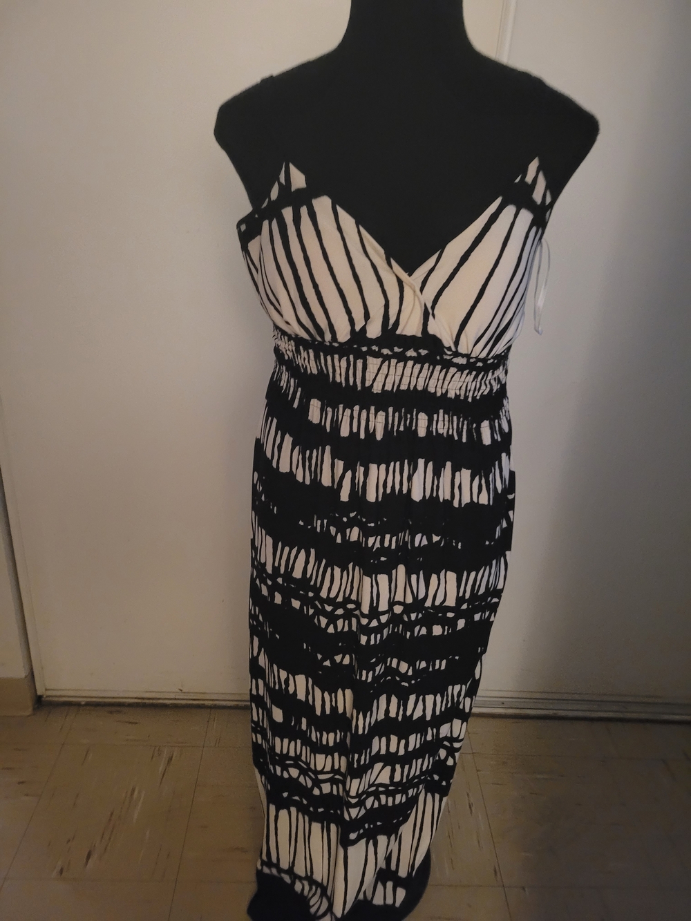 Black & White Striped Maxi Dress - Women